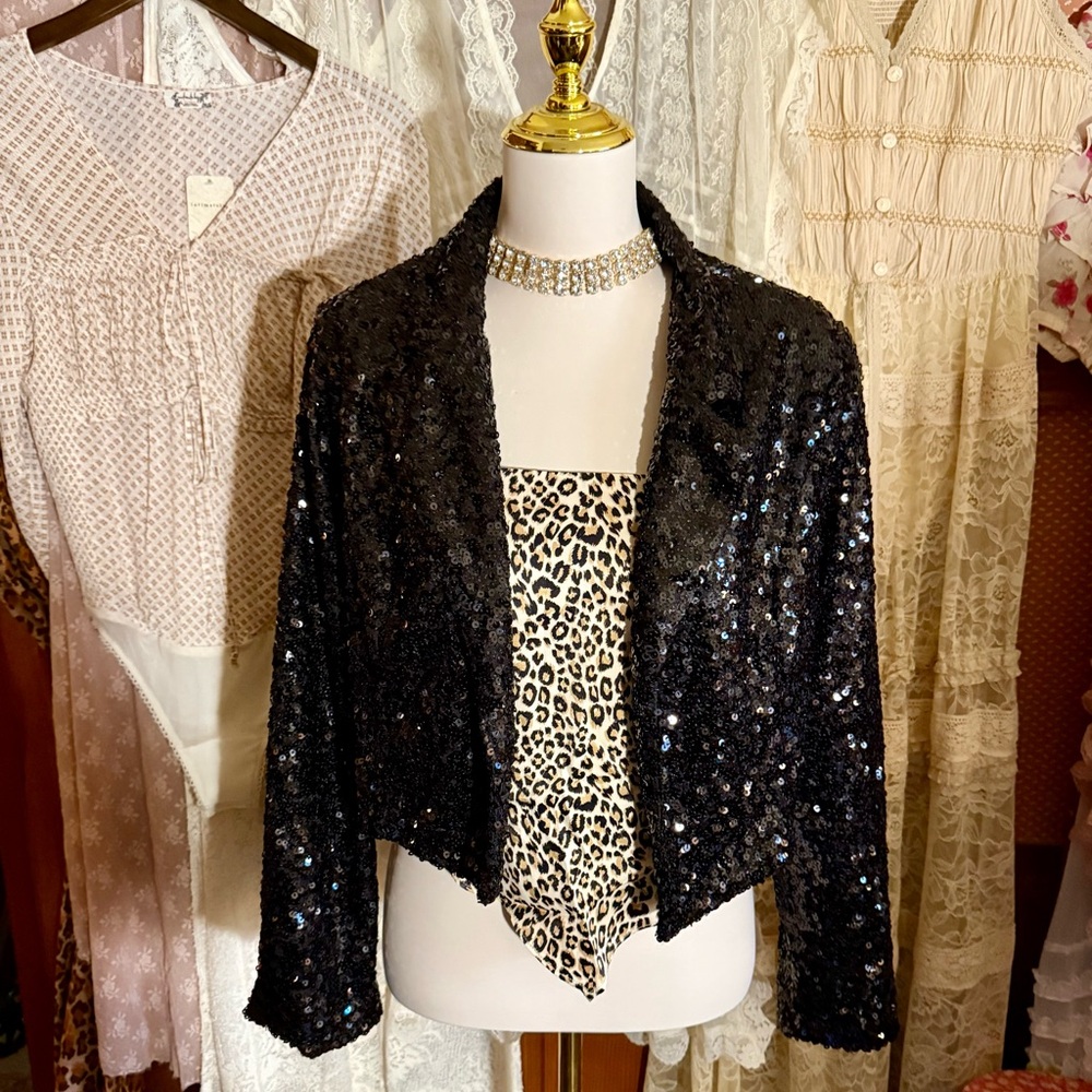 Bloomingdale’s Exclusive Sequin Cropped Jacket